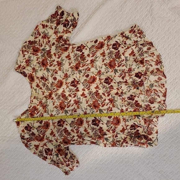 Lucky brand floral pepplin short sleeve high low blouse - Picture 12 of 13